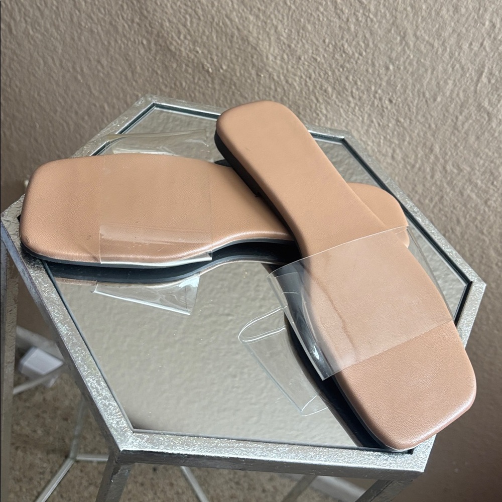 Beige Square-Toe Sandals